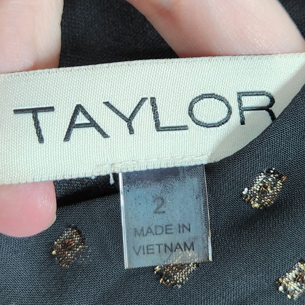 Taylor One Shoulder Floral Maxi Dress Womens 2 Black Pink Metallic Clip Dot - Picture 5 of 10